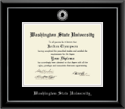 Washington State University diploma frame - Silver Engraved Medallion Diploma Frame in Onyx Silver