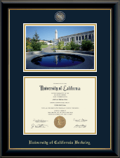 University of California Berkeley diploma frame - Campus Scene Masterpiece Diploma Frame in Onyx Gold