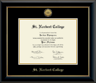 St. Norbert College diploma frame - Gold Engraved Medallion Diploma Frame in Onyx Gold