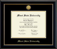 Minot State University diploma frame - Gold Engraved Medallion Diploma Frame in Onyx Gold