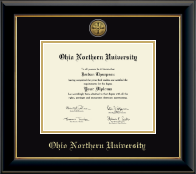 Ohio Northern University diploma frame - Gold Engraved Medallion Diploma Frame in Onyx Gold