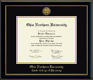 Ohio Northern University diploma frame - Gold Engraved Medallion Diploma Frame in Onyx Gold