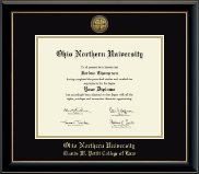 Ohio Northern University diploma frame - Gold Engraved Medallion Diploma Frame in Onyx Gold