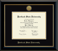Portland State University diploma frame - Gold Engraved Medallion Diploma Frame in Onyx Gold