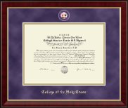 College of the Holy Cross diploma frame - Masterpiece Medallion Diploma Frame in Murano