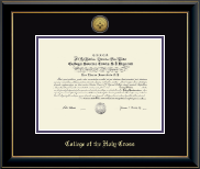 College of the Holy Cross diploma frame - Gold Engraved Medallion Diploma Frame in Onyx Gold