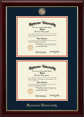 Syracuse University diploma frame - Double Masterpiece Diploma Frame in Gallery