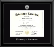 University of Connecticut diploma frame - Silver Engraved Medallion Diploma Frame in Onyx Silver
