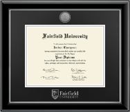 Fairfield University diploma frame - Silver Engraved Medallion Diploma Frame in Onyx Silver