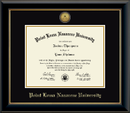 Point Loma Nazarene University diploma frame - Gold Engraved Medallion Diploma Frame in Onyx Gold