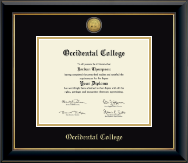 Occidental College diploma frame - Gold Engraved Medallion Diploma Frame in Onyx Gold