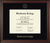 Occidental College diploma frame - Gold Embossed Diploma Frame in Studio