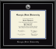 Georgia State University diploma frame - Silver Engraved Medallion Diploma Frame in Onyx Silver