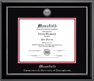 Mansfield Commonwealth University of Pennsylvania diploma frame - Silver Engraved Medallion Diploma Frame in Onyx Silver