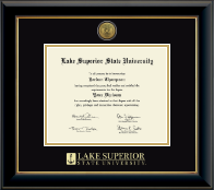 Lake Superior State University diploma frame - Gold Engraved Medallion Diploma Frame in Onyx Gold
