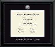 Florida Southern College diploma frame - Silver Engraved Medallion Diploma Frame in Onyx Silver