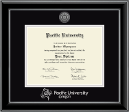 Pacific University diploma frame - Silver Engraved Medallion Diploma Frame in Onyx Silver