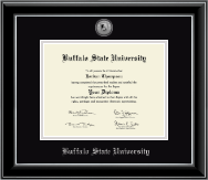 Buffalo State University diploma frame - Silver Engraved Medallion Diploma Frame in Onyx Silver