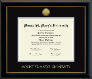 Mount St. Mary's University diploma frame - Gold Engraved Medallion Diploma Frame in Onyx Gold
