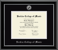 Berklee College of Music diploma frame - Silver Engraved Medallion Diploma Frame in Onyx Silver