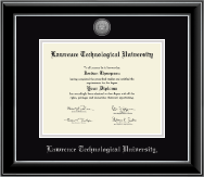 Lawrence Technological University diploma frame - Silver Engraved Medallion Diploma Frame in Onyx Silver