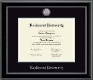 Rockhurst University diploma frame - Silver Engraved Medallion Diploma Frame in Onyx Silver