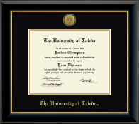 The University of Toledo diploma frame - Gold Engraved Medallion Diploma Frame in Onyx Gold