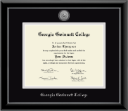 Georgia Gwinnett College diploma frame - Silver Engraved Medallion Diploma Frame in Onyx Silver