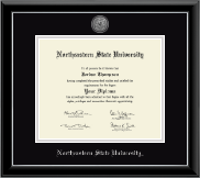 Northeastern State University Tahlequah diploma frame - Silver Engraved Medallion Diploma Frame in Onyx Silver