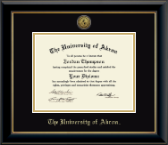 The University of Akron diploma frame - Gold Engraved Medallion Diploma Frame in Onyx Gold