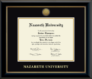 Nazareth University diploma frame - Gold Engraved Medallion Diploma Frame in Onyx Gold