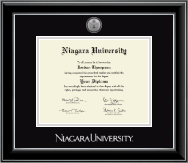 Niagara University diploma frame - Silver Engraved Medallion Diploma Frame in Onyx Silver