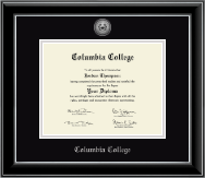 Columbia College diploma frame - Silver Engraved Medallion Diploma Frame in Onyx Silver
