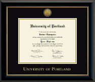 University of Portland diploma frame - Gold Engraved Medallion Diploma Frame in Onyx Gold