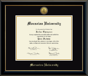 Moravian University diploma frame - Gold Engraved Medallion Diploma Frame in Onyx Gold