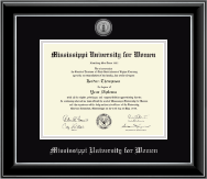 Mississippi University for Women diploma frame - Silver Engraved Medallion Diploma Frame in Onyx Silver