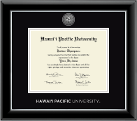 Hawaii Pacific University diploma frame - Silver Engraved Medallion Diploma Frame in Onyx Silver