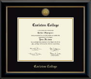Carleton College diploma frame - Gold Engraved Medallion Diploma Frame in Onyx Gold