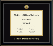 Northern Michigan University diploma frame - Gold Engraved Medallion Diploma Frame in Onyx Gold