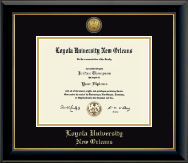Loyola University New Orleans diploma frame - Gold Engraved Medallion Diploma Frame in Onyx Gold