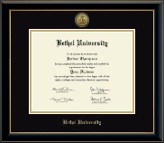 Bethel Tennessee diploma frame - Gold Engraved Medallion Diploma Frame in Onyx Gold