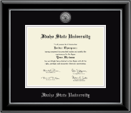 Idaho State University diploma frame - Silver Engraved Medallion Diploma Frame in Onyx Silver
