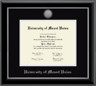 University of Mount Union diploma frame - Silver Engraved Medallion Diploma Frame in Onyx Silver