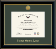 United States Army certificate frame - Army Retirement Certificate Frame in Onyx Gold