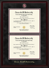 Texas A&M University diploma frame - Double Masterpiece Diploma Frame in Encore