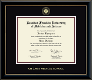 Rosalind Franklin University of Medicine and Science diploma frame - Gold Embossed Diploma Frame in Onyx Gold