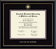 Rosalind Franklin University of Medicine and Science diploma frame - Gold Embossed Diploma Frame in Onyx Gold