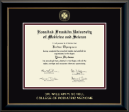 Rosalind Franklin University of Medicine and Science diploma frame - Gold Embossed Diploma Frame in Onyx Gold