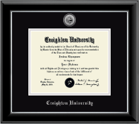 Creighton University diploma frame - Silver Engraved Medallion Diploma Frame in Onyx Silver
