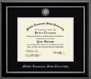 Middle Tennessee State University diploma frame - Silver Engraved Medallion Diploma Frame in Onyx Silver